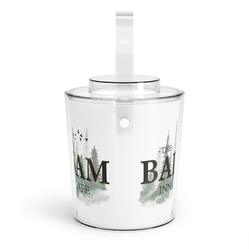 Balsam Inn & Cafe Ice Bucket with Tongs – Rustic Lodge Pine Logo Cooler