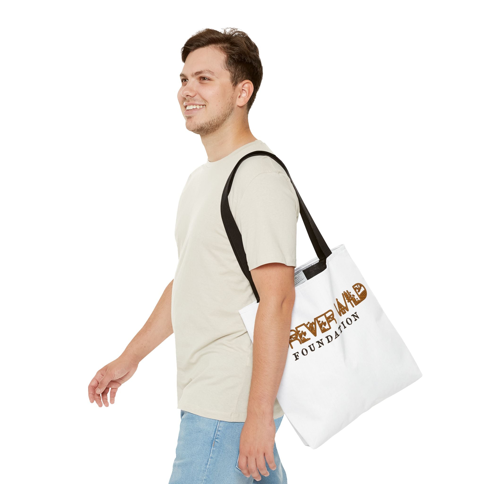 Forever Wild Foundation Tote Bag | Animal Print Text Logo