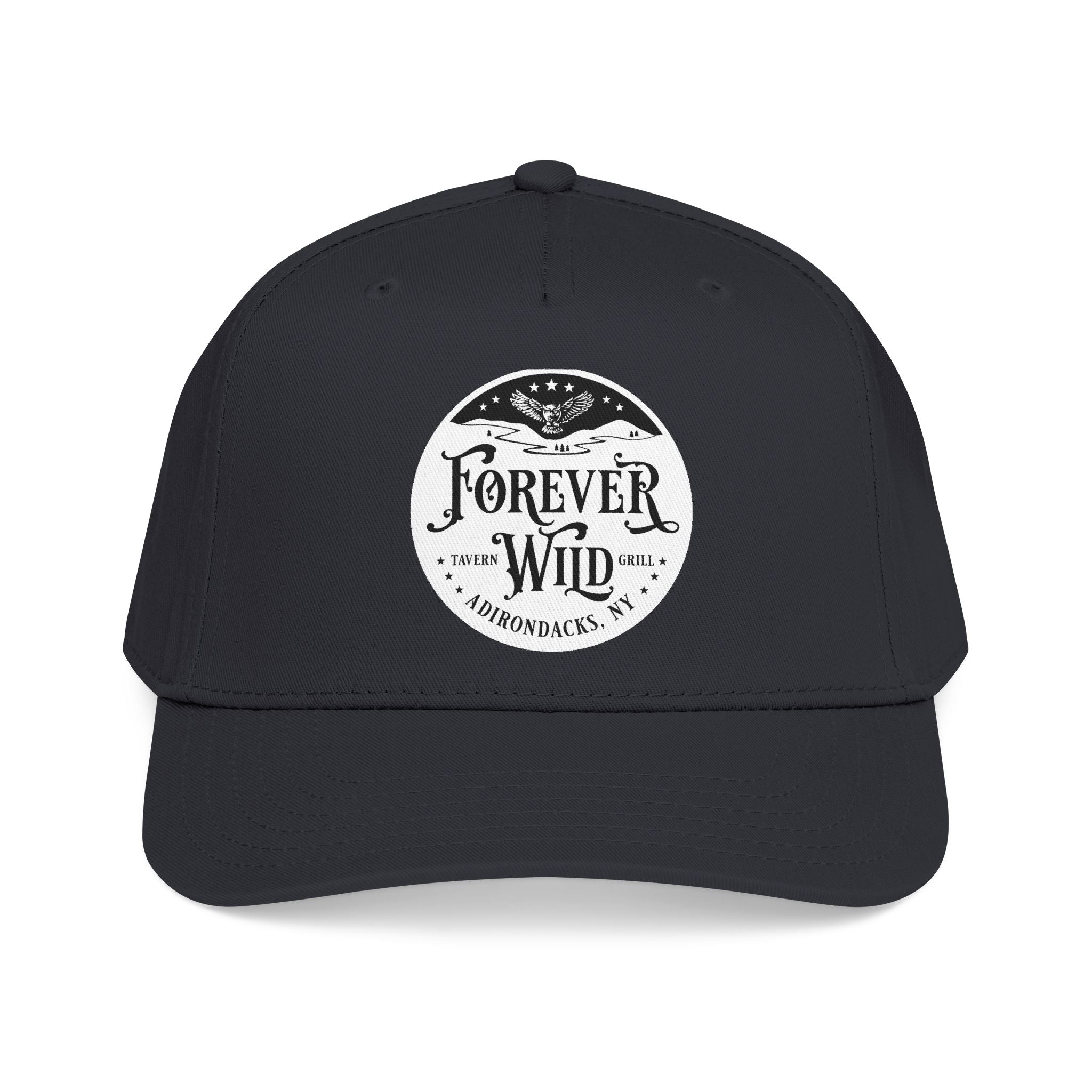 Forever Wild Tavern circle logo Mid Profile Baseball Cap | Outdoor Adventure, Adirondacks emblem