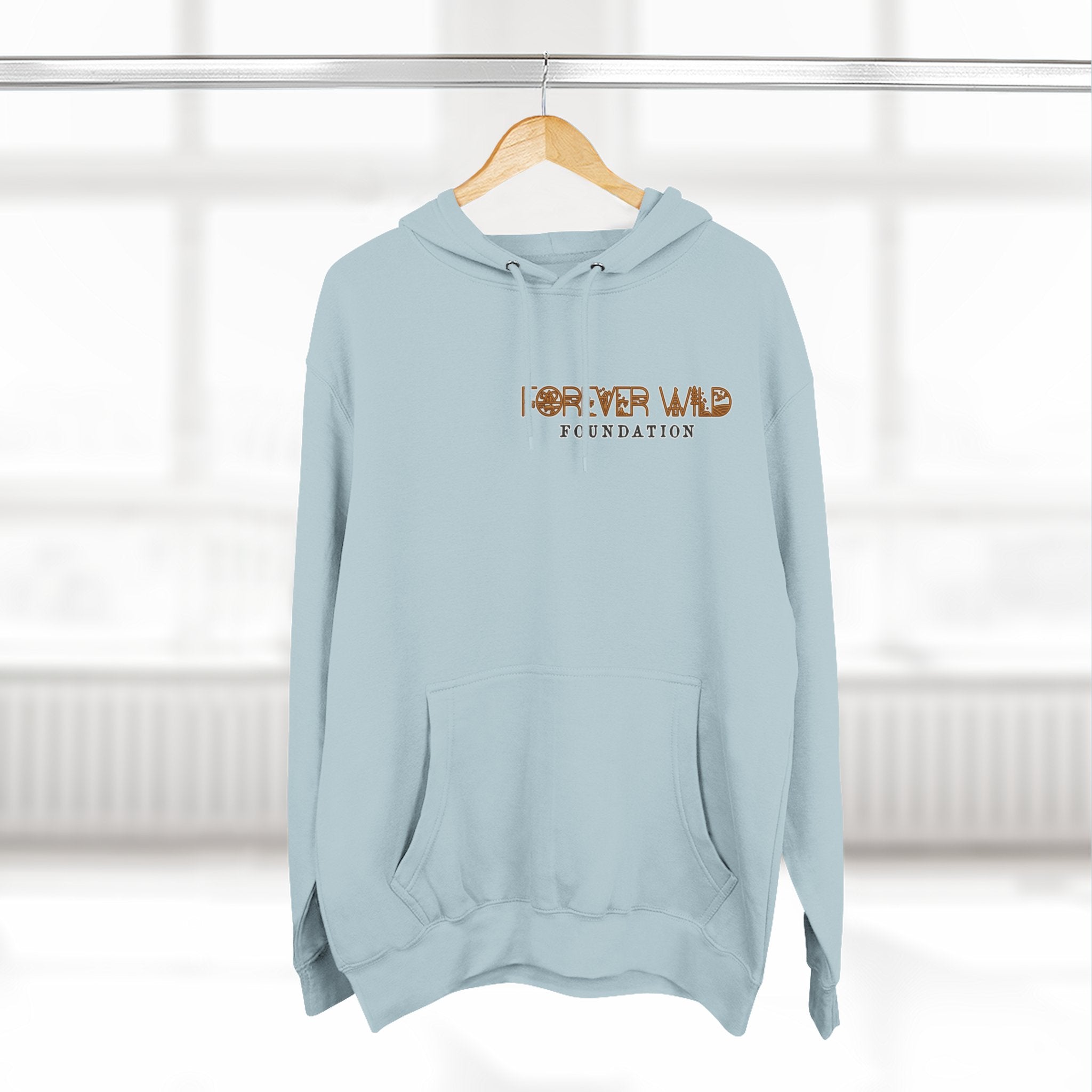 Forever Wild Foundation logo Hoodie | White pullover, wildlife lettering