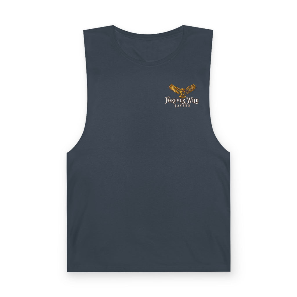 Forever Wild Tavern Tank Top "Most Desolate Logo" — Vintage Owl Chest & Back Design