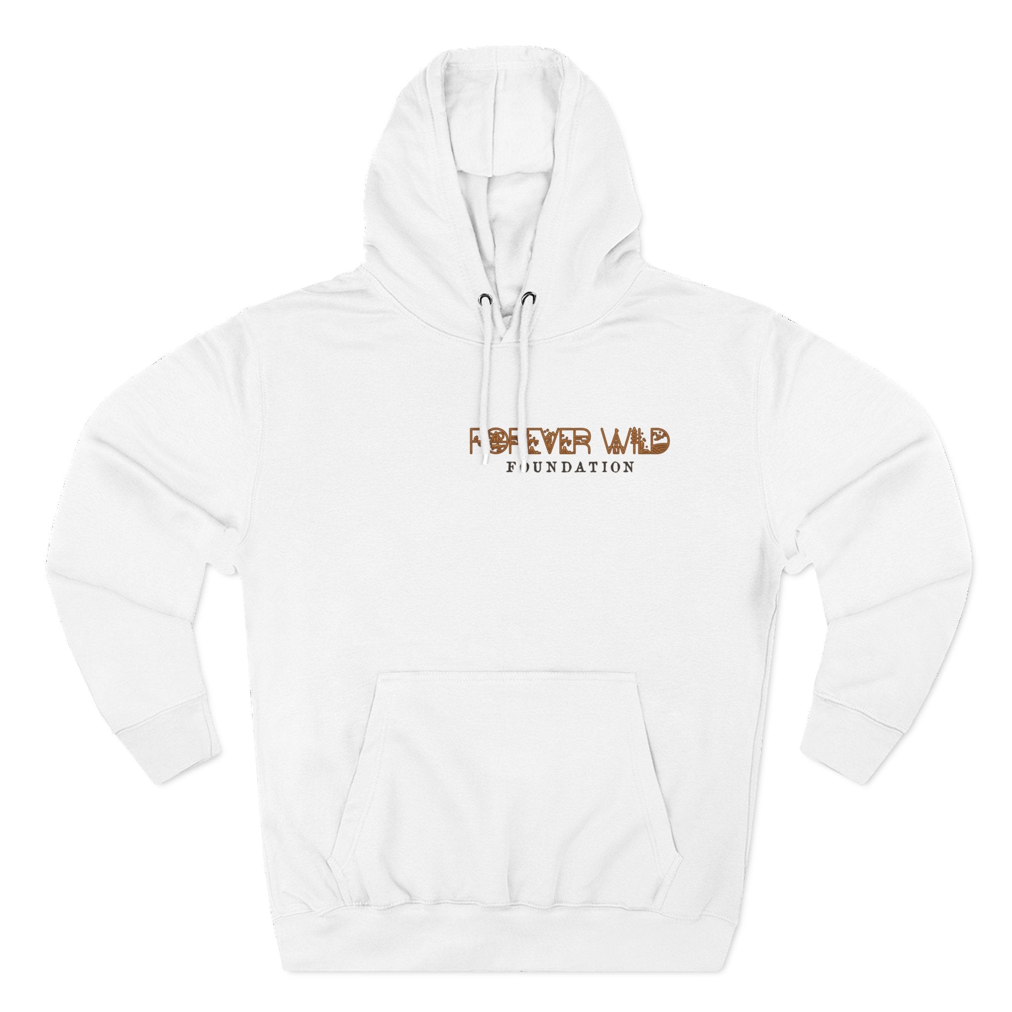 Forever Wild Foundation logo Hoodie | White pullover, wildlife lettering