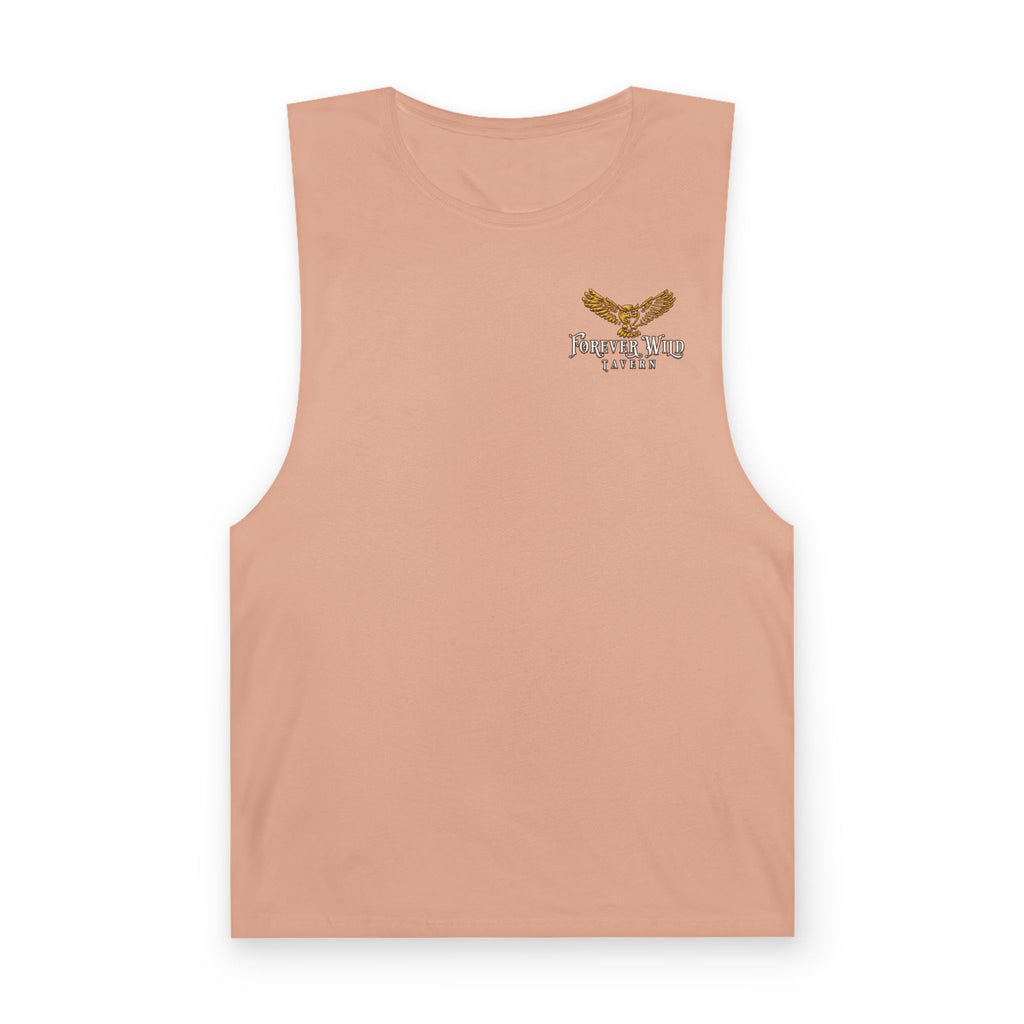Forever Wild Tavern Tank Top "Most Desolate Logo" — Vintage Owl Chest & Back Design