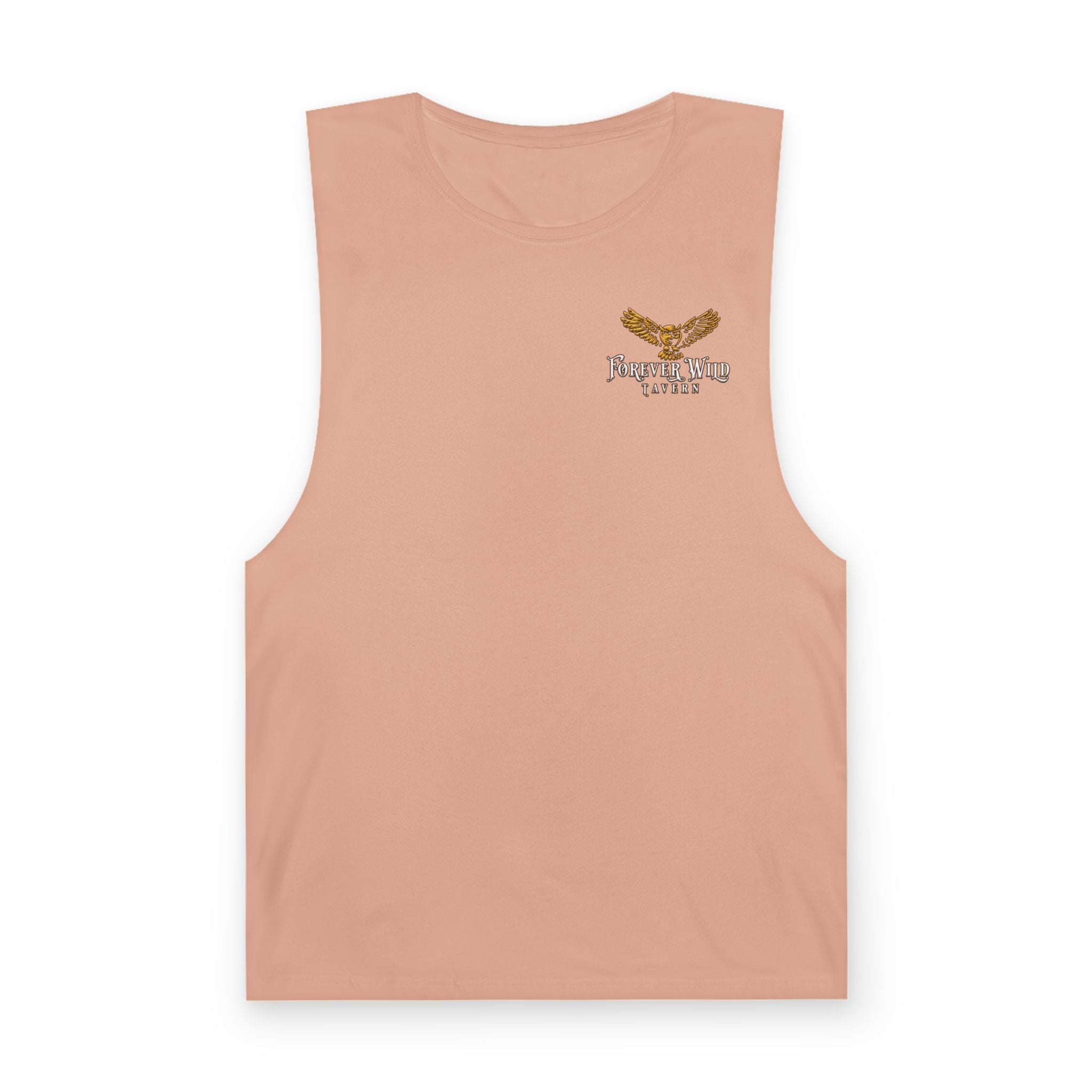 Forever Wild Tavern Tank Top "Most Desolate Logo" — Vintage Owl Chest & Back Design