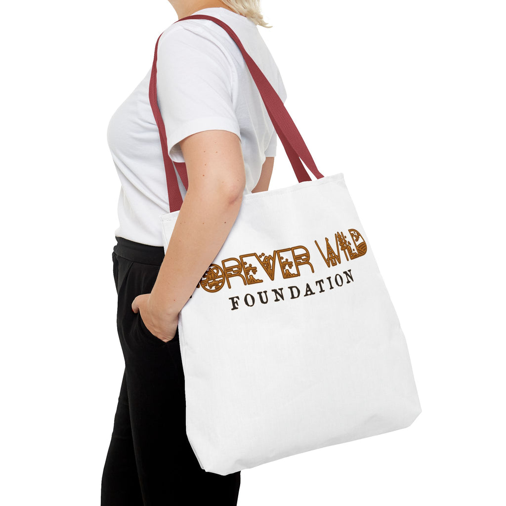 Forever Wild Foundation Tote Bag | Animal Print Text Logo