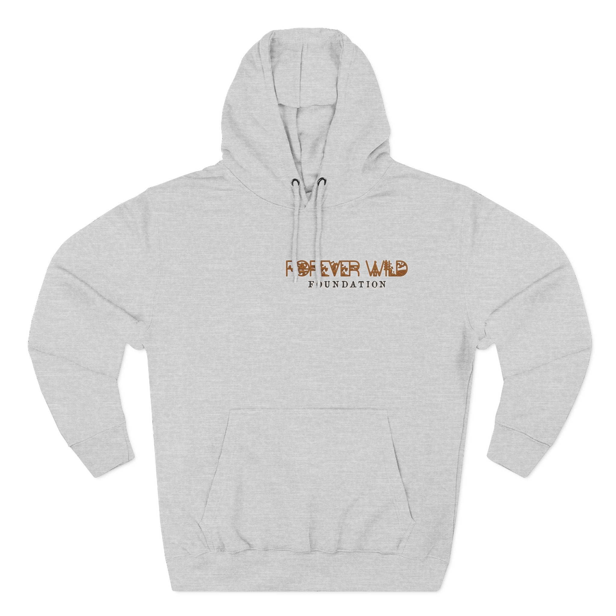Forever Wild Foundation logo Hoodie | White pullover, wildlife lettering