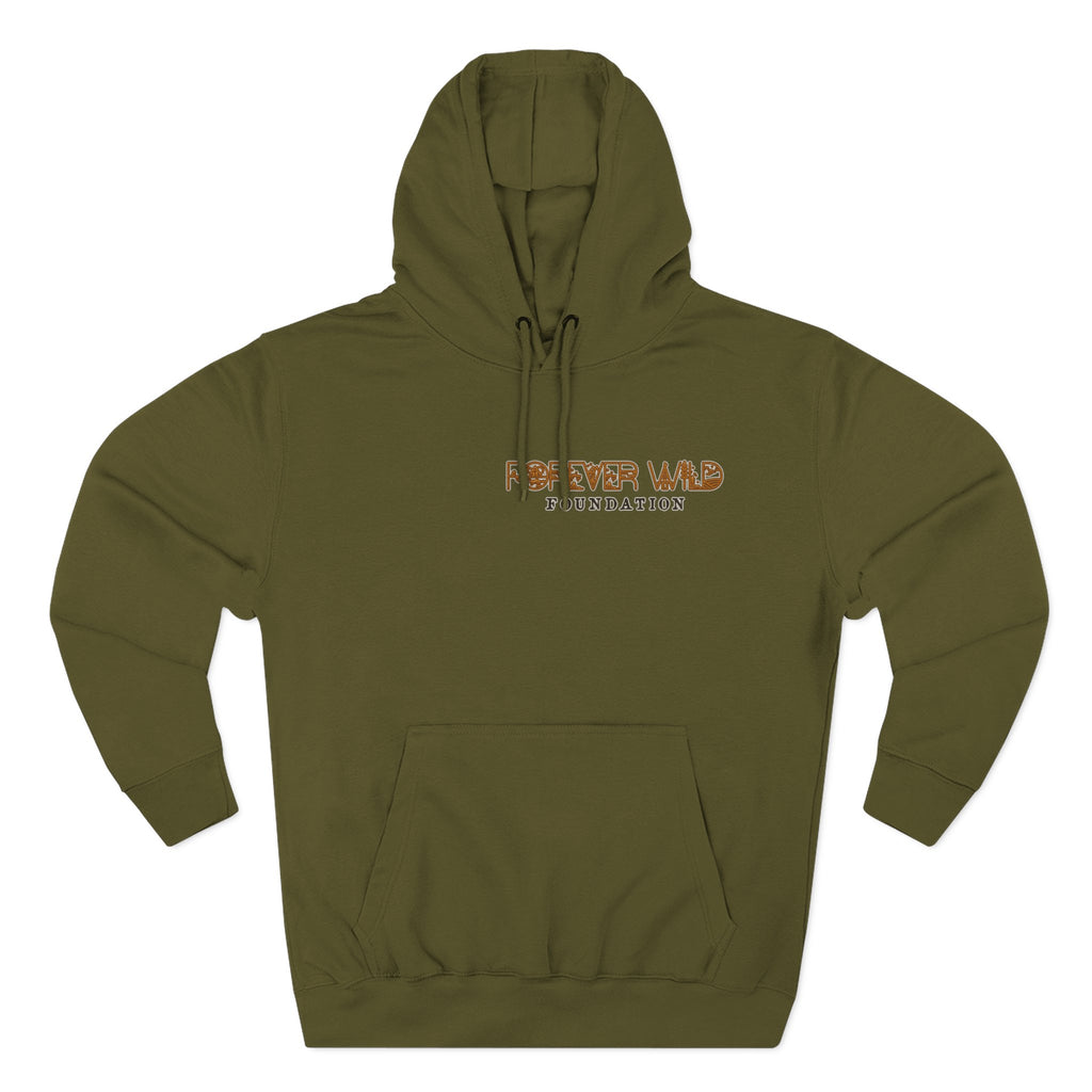 Forever Wild Foundation logo Hoodie | White pullover, wildlife lettering