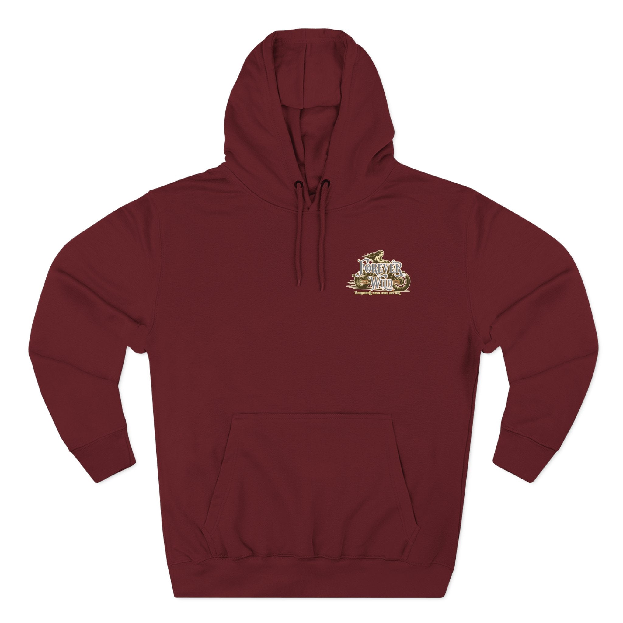 Forever Wild Tavern Motorcycle Hoodie — Retro Biker Fleece Pullover