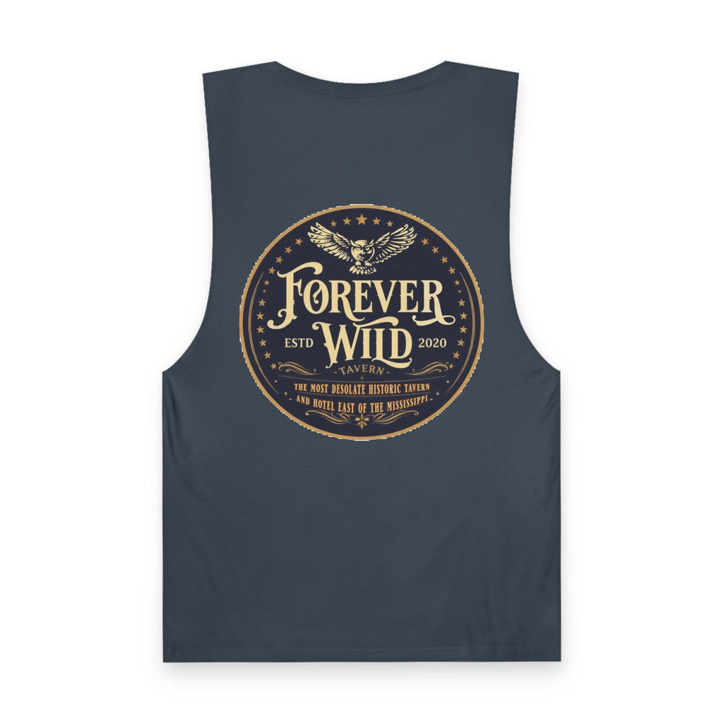 Forever Wild Tavern Tank Top "Most Desolate Logo" — Vintage Owl Chest & Back Design