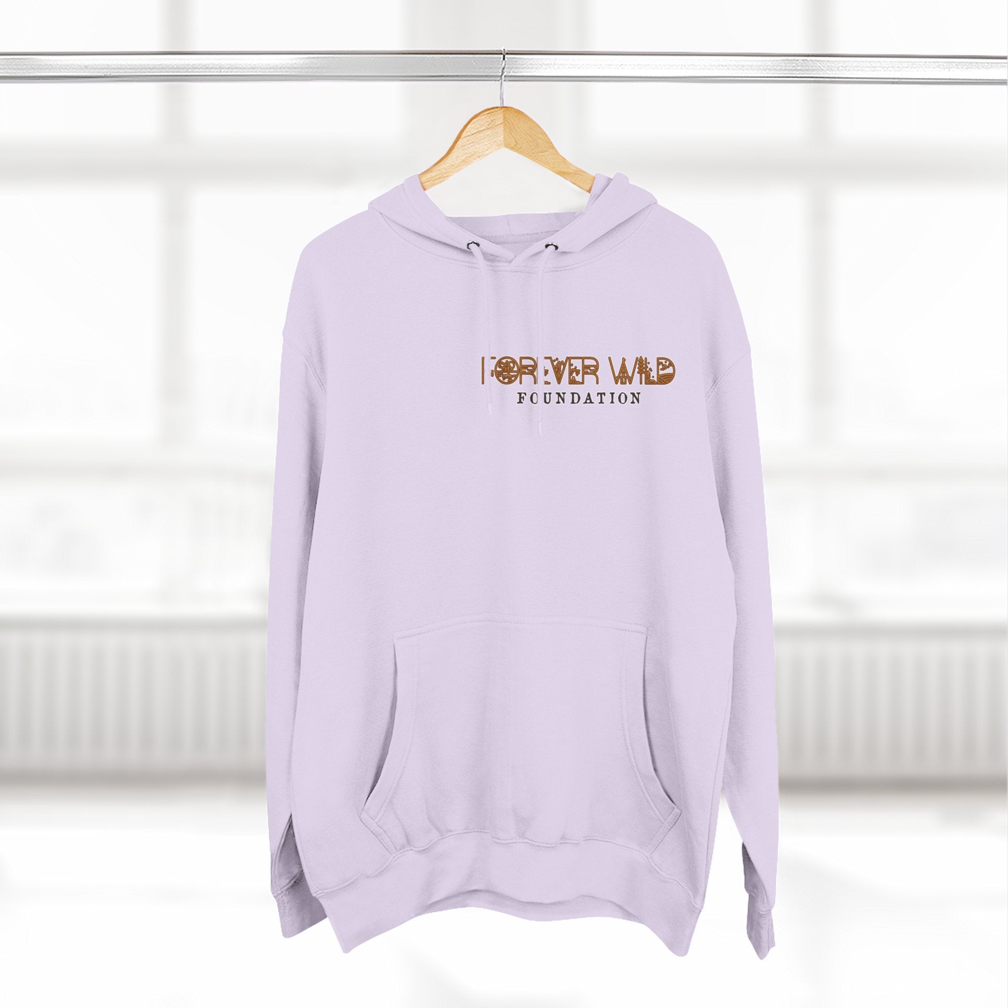 Forever Wild Foundation logo Hoodie | White pullover, wildlife lettering