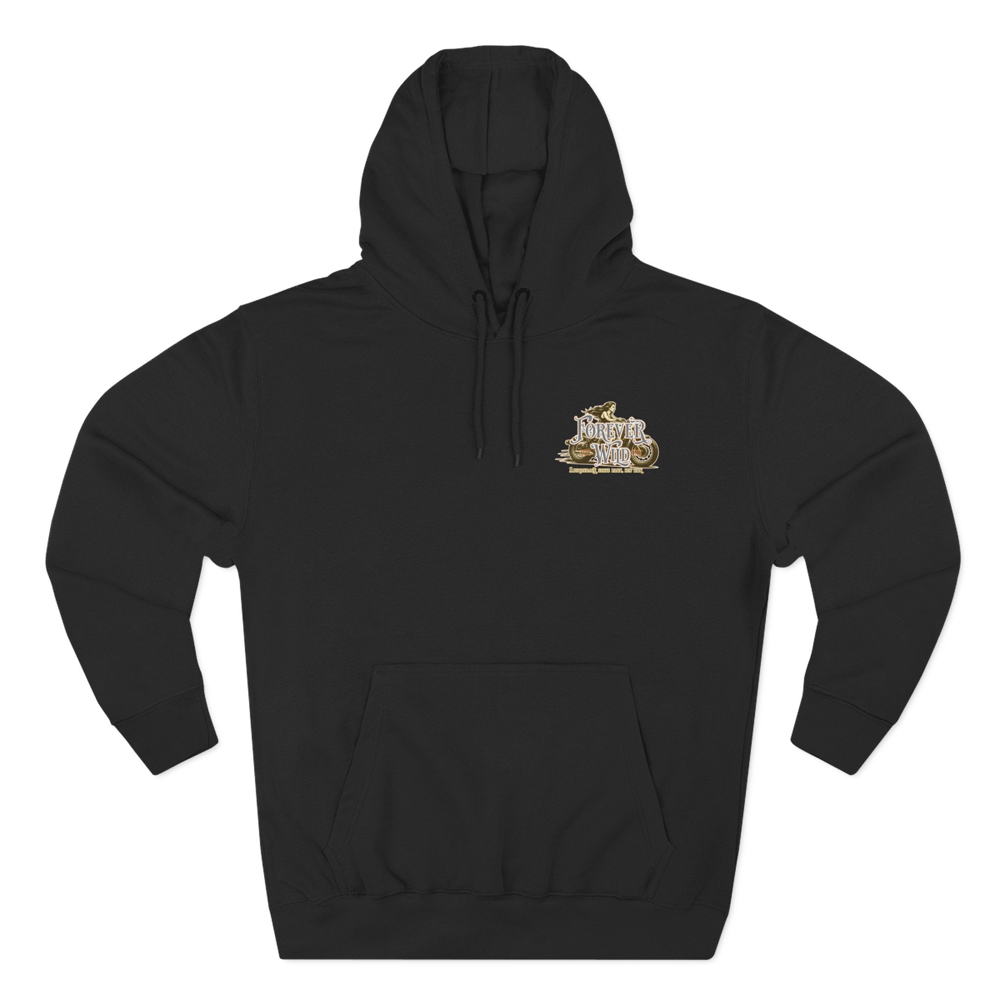 Forever Wild Tavern Motorcycle Hoodie — Retro Biker Fleece Pullover