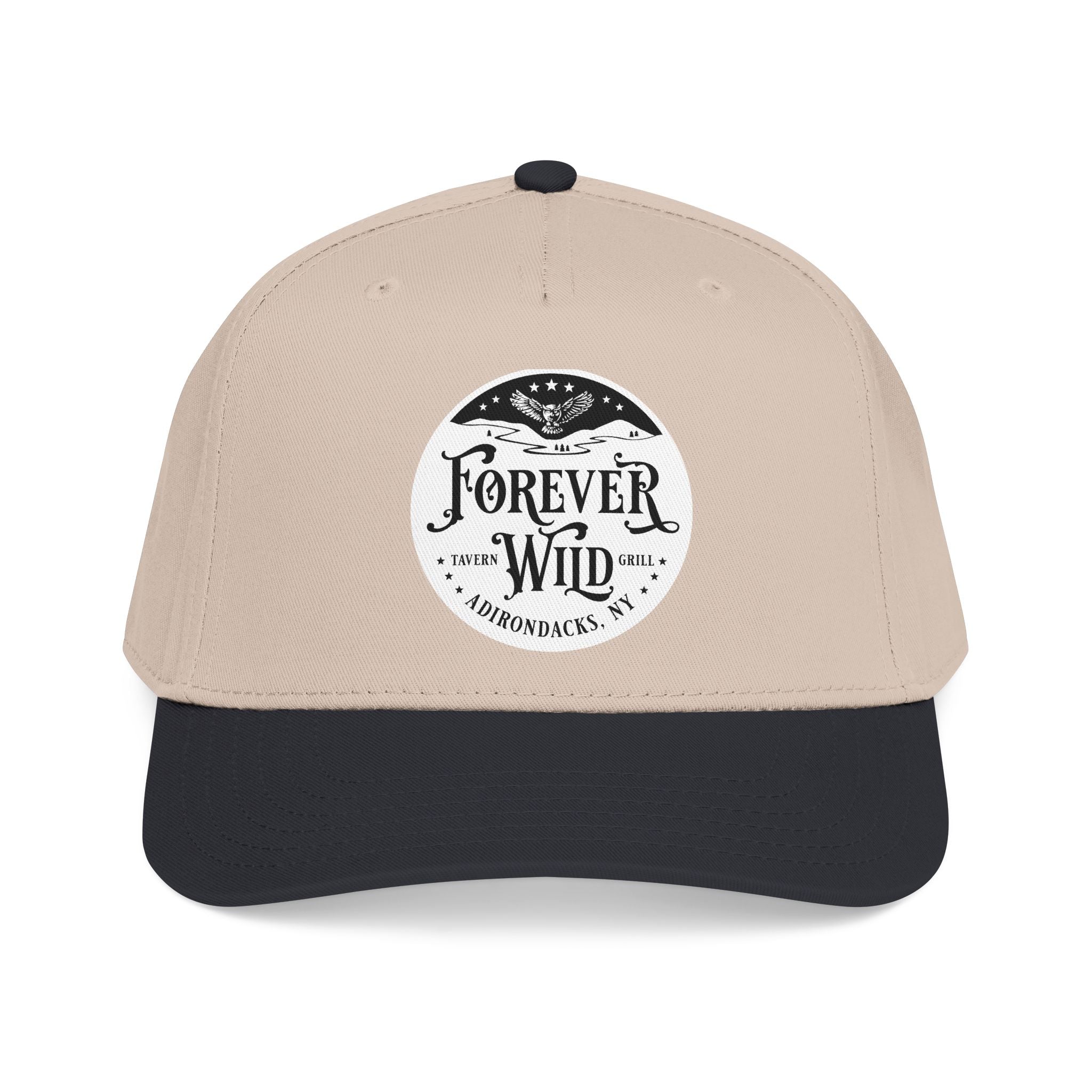 Forever Wild Tavern circle logo Mid Profile Baseball Cap | Outdoor Adventure, Adirondacks emblem