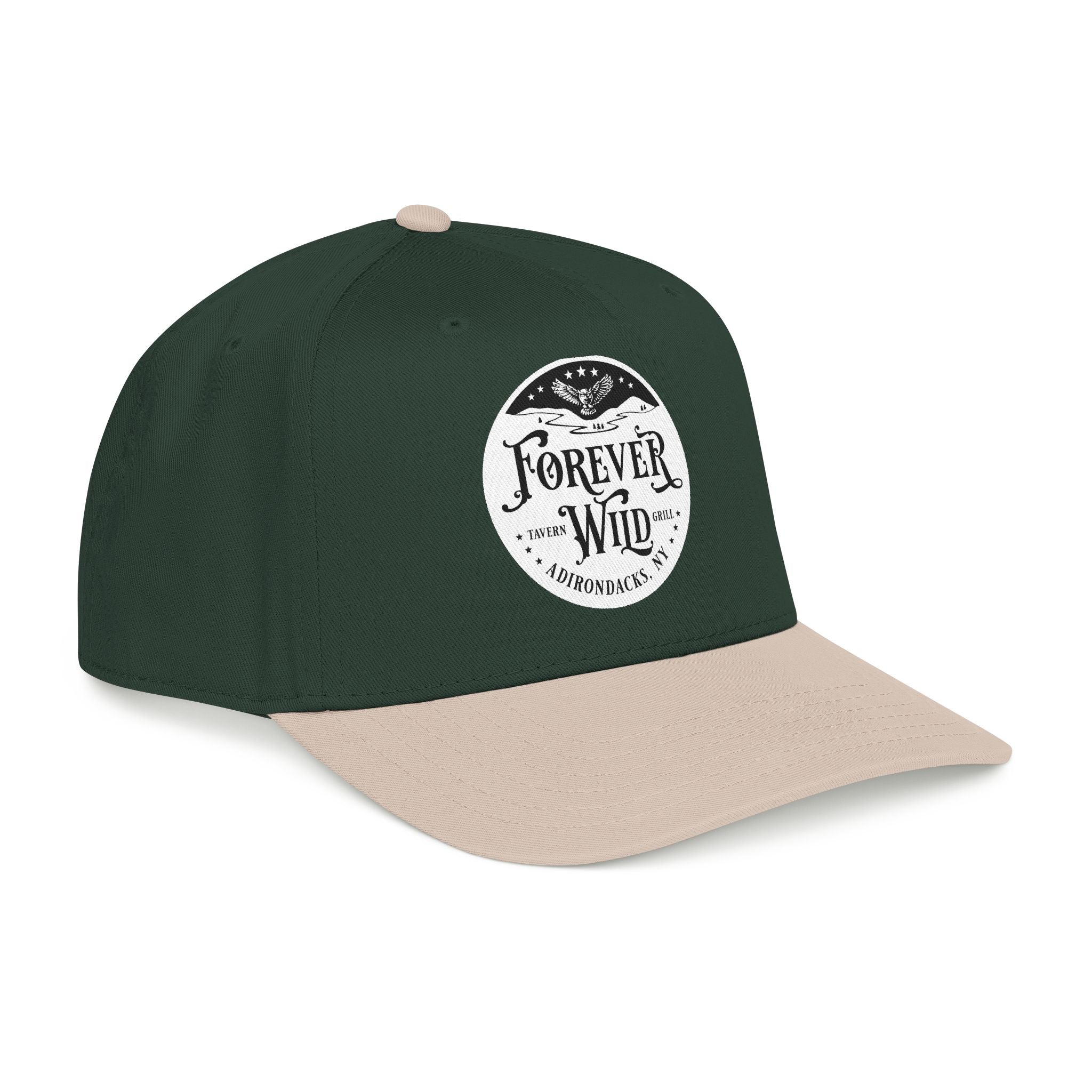 Forever Wild Tavern circle logo Mid Profile Baseball Cap | Outdoor Adventure, Adirondacks emblem