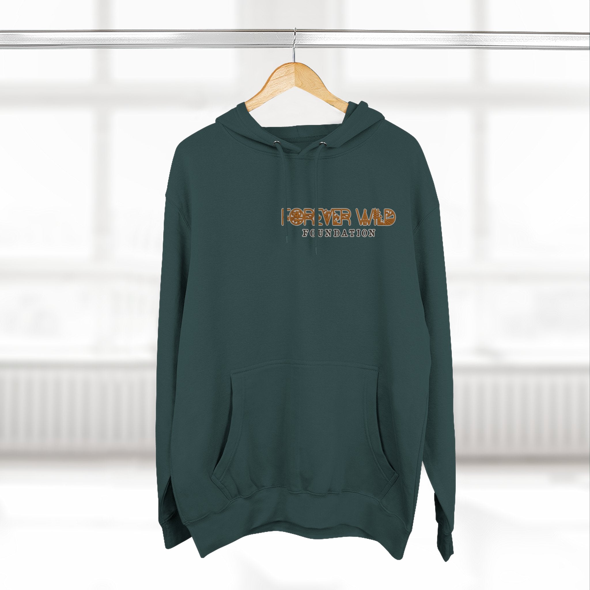 Forever Wild Foundation logo Hoodie | White pullover, wildlife lettering