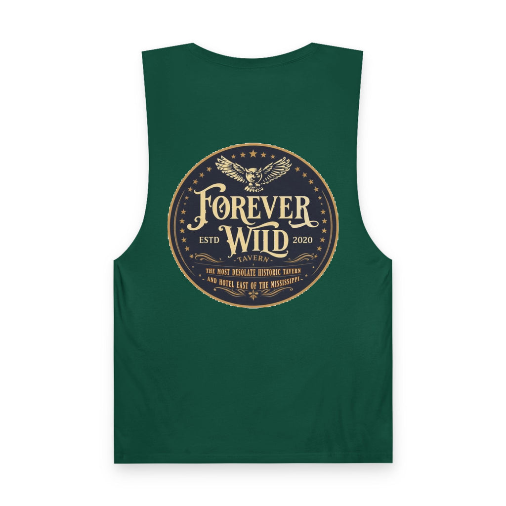 Forever Wild Tavern Tank Top "Most Desolate Logo" — Vintage Owl Chest & Back Design