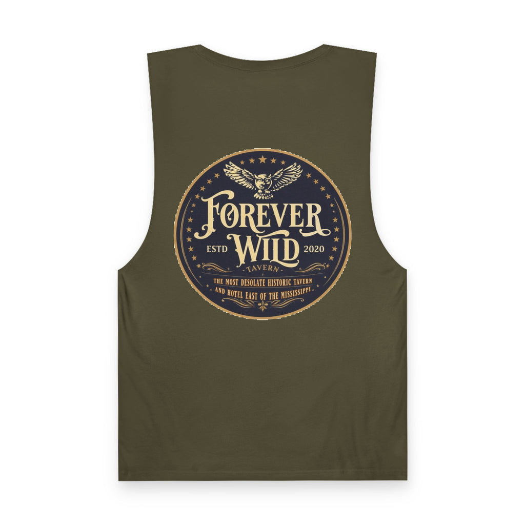 Forever Wild Tavern Tank Top "Most Desolate Logo" — Vintage Owl Chest & Back Design